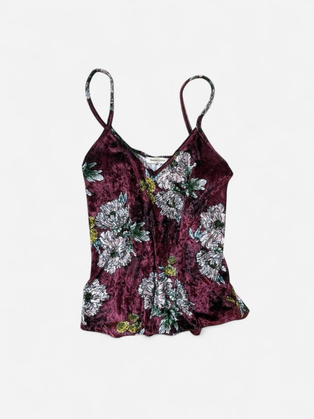 Newbury Kustom Burgundy Floral Velvet V-Neck Cami